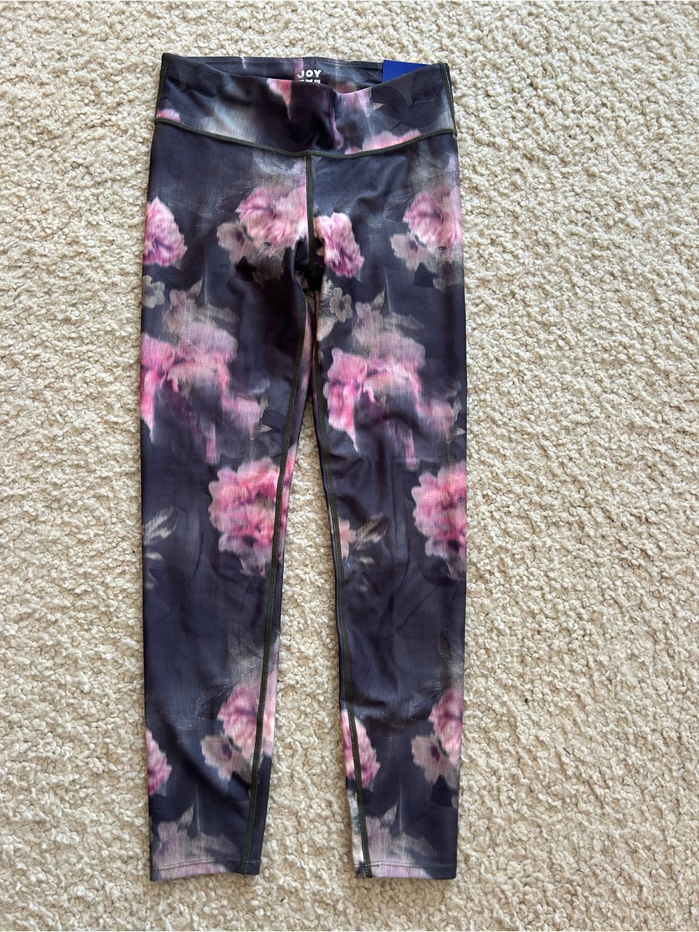 JoyLab Black Leggings with Pink Floral Print